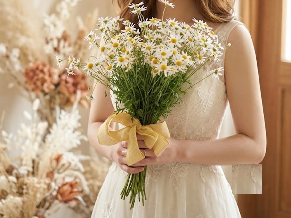 어머니가 만든 생화 수제 신부 부케